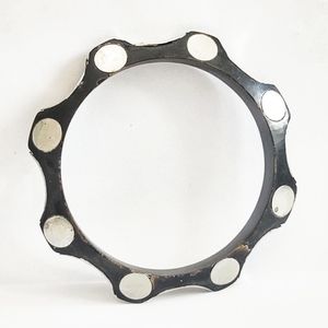 Vintage Wood Bangle Bracelet with Mod Silver Inlay